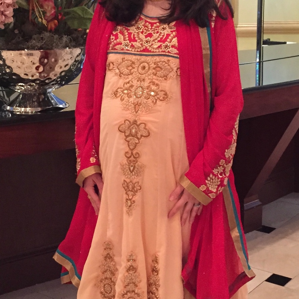 Anarkali with Pants and Scarf